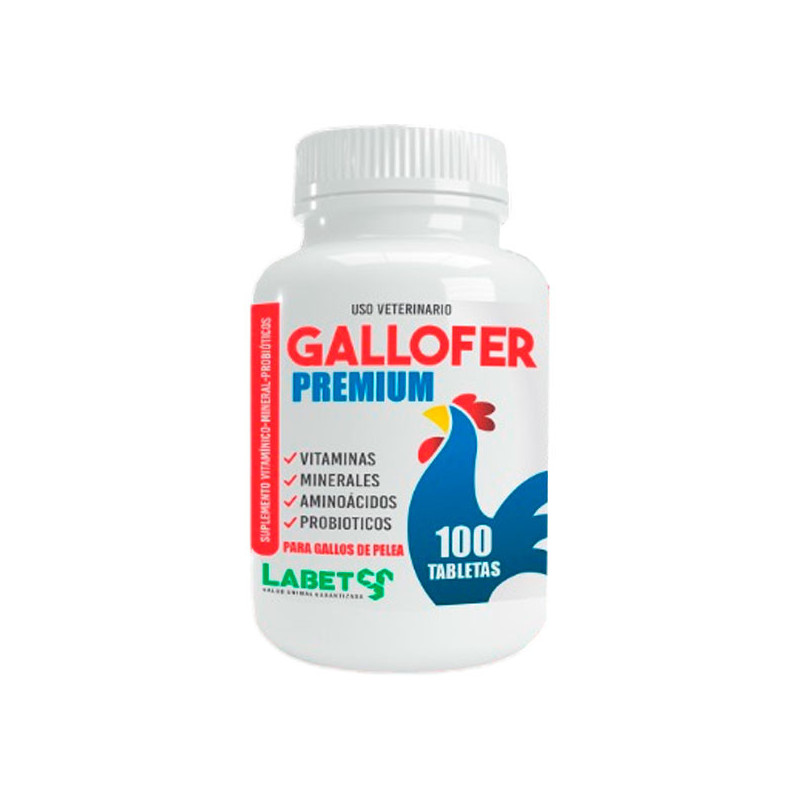  Gallofer Premium Frasco x 100Pastillas Suplemento Vitaminico Para Gallo de Pelea, Labet 41.525424 Gallofer Premium Frasco x 100