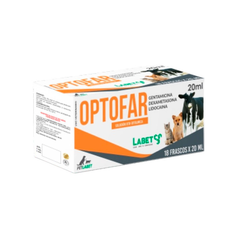  Optofar 20ml caja x 18und  Gentamicina Dexametasona Antibiotico Antiinflamatorio Susp Oral, Labet 246 Optofar 20ml caja x 18und
