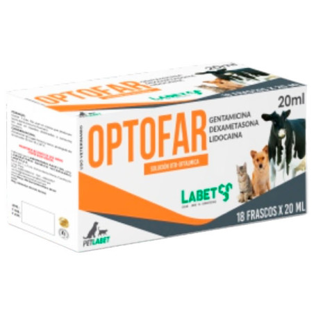  Optofar 20ml caja x 18und  Gentamicina Dexametasona Antibiotico Antiinflamatorio Susp Oral, Labet 246 Optofar 20ml caja x 18und