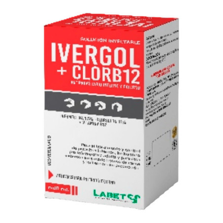  Ivergol+Clor B12 100ml Ivermectina Clorsulon VitB12 Antiparasitario Uso Veterinario Inyectable, Labet 81 Ivergol+Clor B12 100ml