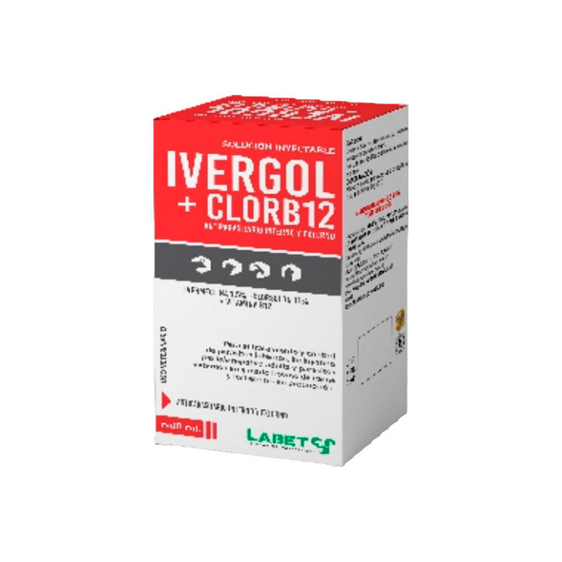  Ivergol+Clor B12 500ml Ivermectina Clorsulon VitB12 Antiparasitario Uso Veterinario Inyectable, Labet 308 Ivergol+Clor B12 500m