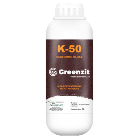  Greenzit K50 1L, Fertilizante Concentrado Soluble 50% de Potasio asimilable (K2O), Neoagrum 31.355932 Greenzit K50 1L, Fertiliz
