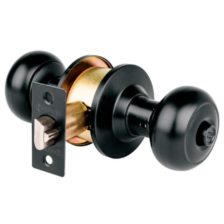 Cerraduras Pomo Oval Negro Dormitorio Hermex 47913 Truper-Cerraduras Pomo Oval Negro Dormitorio Hermex 47913 Cerrojo con llave a