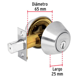  Cerrojos Cromo Mate Llave-LlAve Hermex 23611 22.033898 Cerrojos Cromo Mate Llave-LlAve Hermex 23611
Cerrojo con llave al exteri