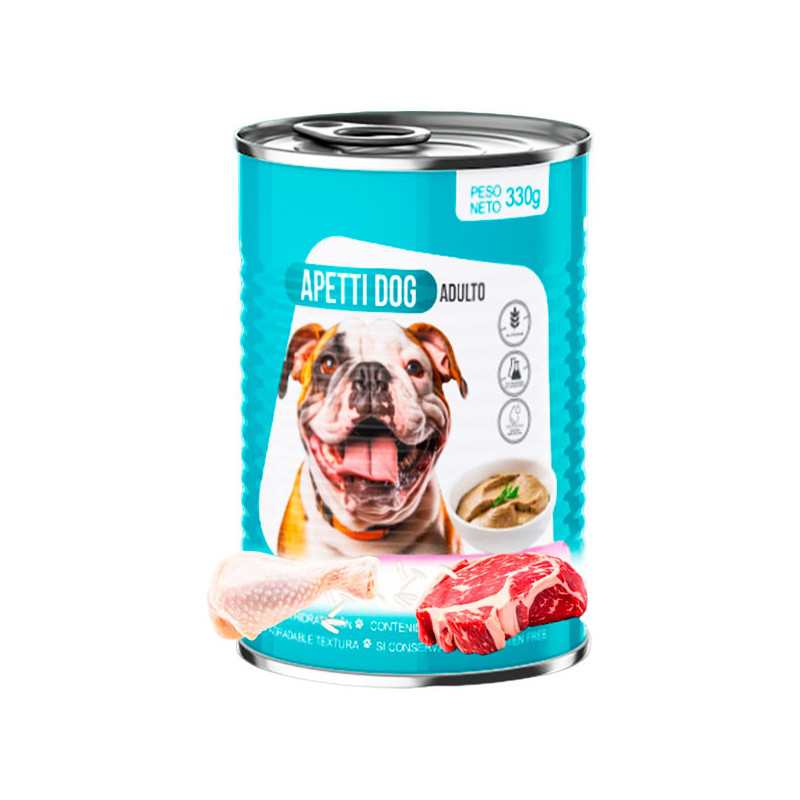  ApettiDog Adulto 330gr Pack Caja x 24Latas Pate Sabor Pollo Alimento Caninos, Labet 141.525424 ApettiDog Adulto 330gr Pack Caja