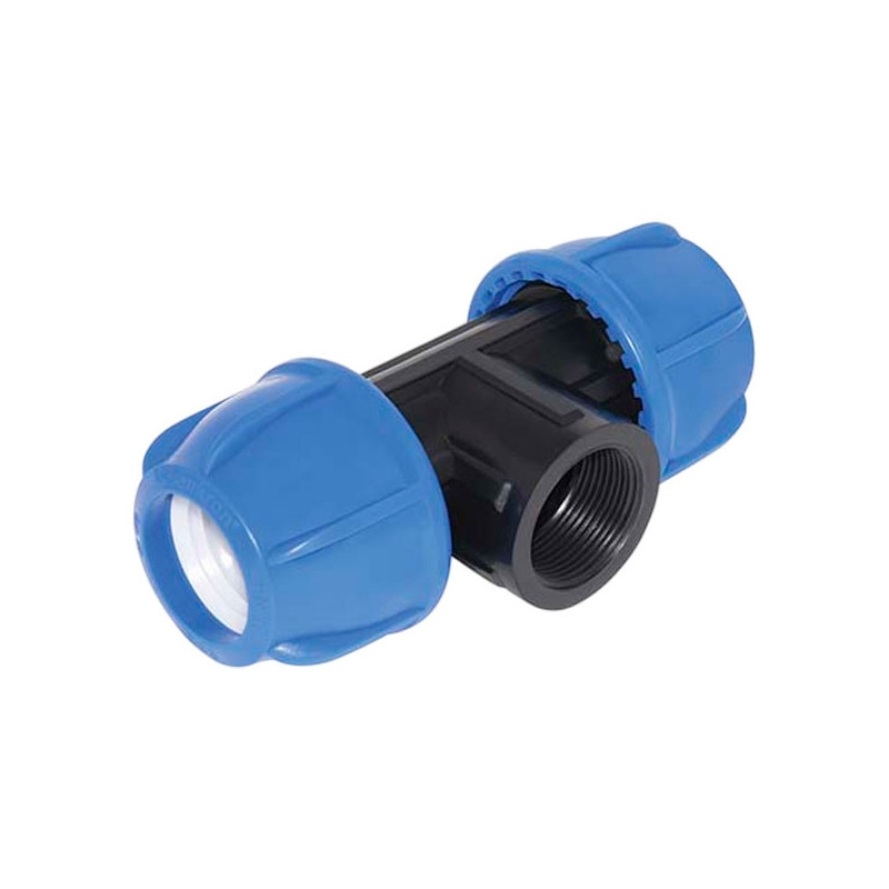  Enlace Tee Rosca Hembra 20X1/2"X20MM Riego HDPE PN16 SENKRON 5.932203 Enlace Tee Rosca Hembra 20X1/2"X20MM Riego HDPE PN16 SENK