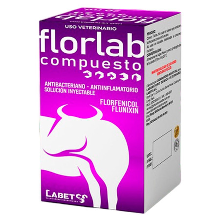  Florlab Compuesto 250ml Florfenicol Flunixin Antibiotico Inyectable, Labet 118 Florlab Compuesto 250ml Florfenicol Flunixin Ant