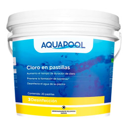  Cloro en Pastilla 4Kg Pote x 20Tab. Desinfectante Soluble Para Piscina Tratamiento de Agua, Aquapool 100.847458 Cloro en Pastil