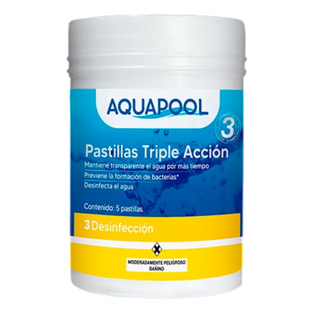  Cloro Pastilla Triple Accion 1Kg ATCC Desinfectante Estabilizado Para Piscina, Aquapool 34.745763 Cloro Pastilla Triple Accion 