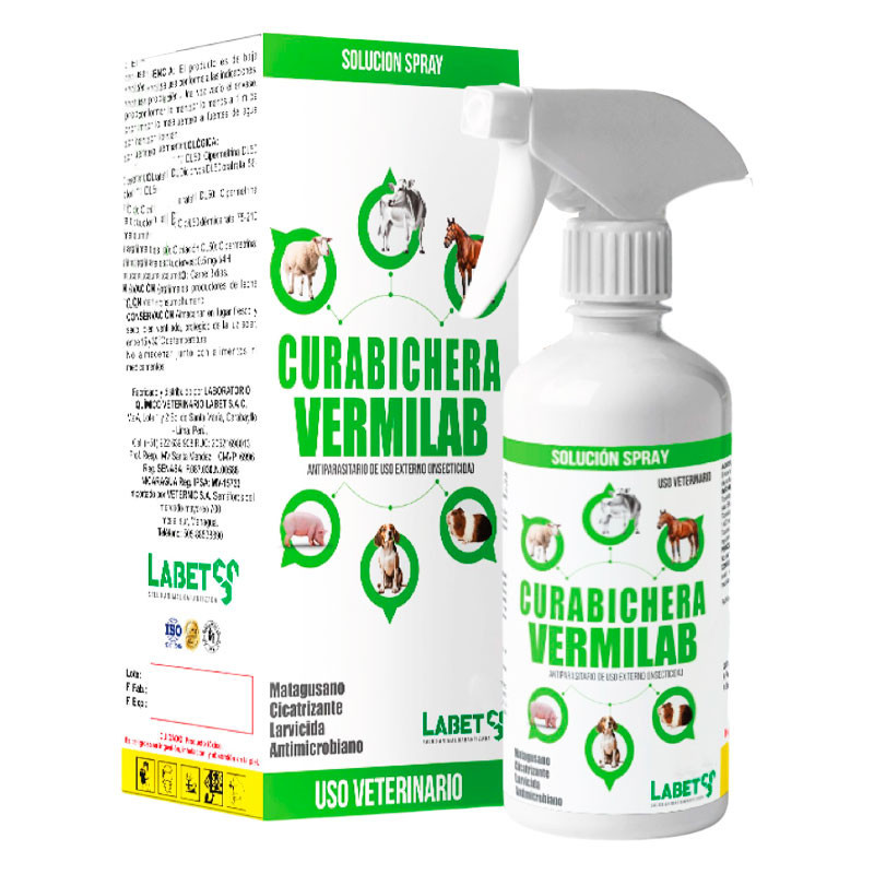  Curabichera Vermilab 440ml Cipermetrina Antiparasitario Sol Spray, Labet 37 Curabichera Vermilab 440ml Cipermetrina Antiparasit