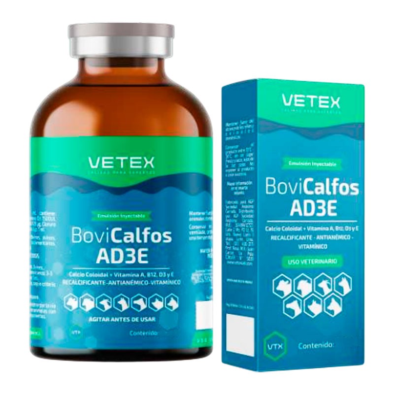  Bovicalfos AD3E 100ml Recalcificante Reconstituyente Vitaminico Emulsion Inyectable, Vetex 22.033898 Bovicalfos AD3E 100ml Reca