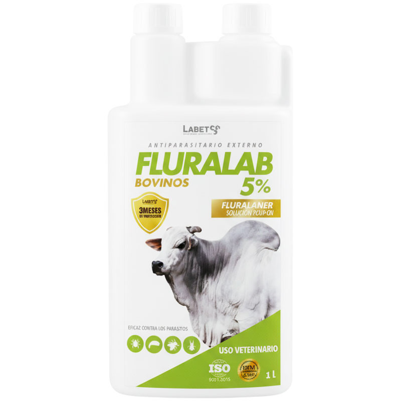  Fluralab 5% Bovinos 1L Frascos Fluralaner Antiparasitario Externo Uso Veterinario, Labet 433.000001 Fluralab 5% Bovinos 1L Fras