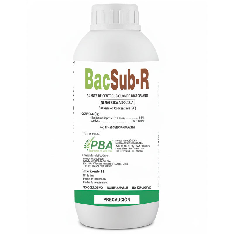  BacSub-R 1L Bacillus subtilis Rizobacteria supresor de nematodos bioestimulante radicular, PBA 44 BacSub-R 1L Bacillus subtilis