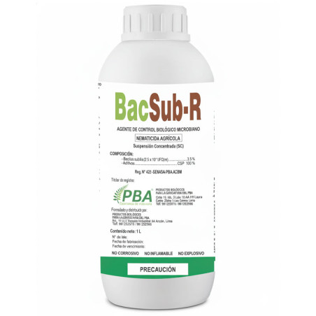  BacSub-R 1L Bacillus subtilis Rizobacteria supresor de nematodos bioestimulante radicular, PBA 44 BacSub-R 1L Bacillus subtilis