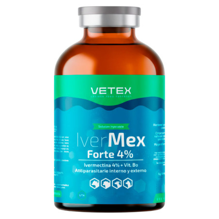  Ivermex Forte 4% 500ml Ivermectina Vit B12 Antiparasitario Inyectable, Vetex 101 Ivermex Forte 4% 500ml Ivermectina Vit B12 Ant