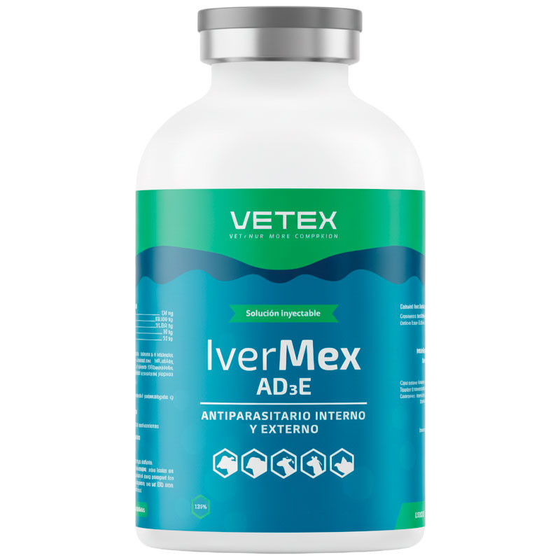  Ivermex AD3E 4% 500ml Ivermectina Vit AD3E Antiparasitario Inyectable, Vetex 234 Ivermex AD3E 4% 500ml Ivermectina Vit AD3E Ant