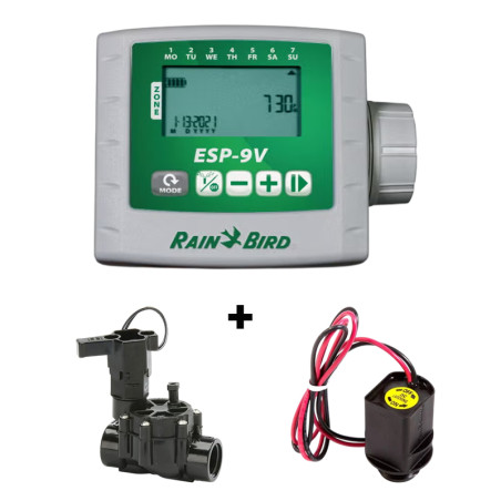  Programador de Riego ESP-9V 1 Zona a Pilas Incluye 1 Solenoide 9V + Valvula DVF 1" 24 VAC Rain Bird ESP-9VSOL-DVF 518.999999 Pr