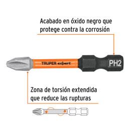  Juego de 5 puntas de impacto Phillips Nro2 x2pulgadas PH2, Truper 100820 8 Juego de 5 puntas de impacto Phillips Nro2 x2pulgada