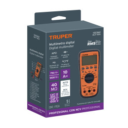  Multitester Digital MUT-60A True RMS 10A APO diodo continuidad y transistor 9V, Truper 100362 131 Multitester Digital MUT-60A T