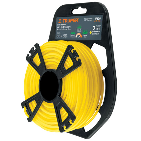 Hilo Redondo para desbrozadora 3.0mm x56M Blister, HLB-130 17630 Truper Truper-Hilo Redondo para desbrozadora 3.0mm x56M Blister