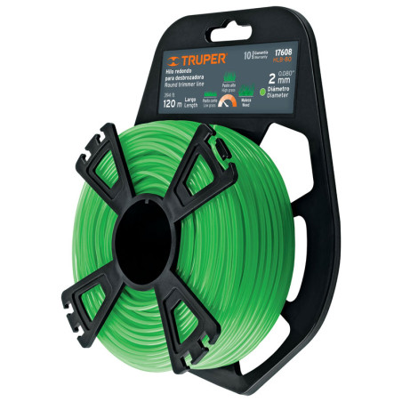 Hilo Redondo para desbrozadora 2mm x120M Blister, HLB-80 17608 Truper Truper-Hilo Redondo para desbrozadora 2mm x120M Blister, H