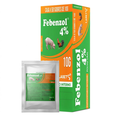 Febenzol 10gr Caja x 50 Sobres Fenbendazol Antiparasitario Uso Premezcla, Labet Labet-Febenzol 10gr Caja x 50 Sobres Fenbendazol