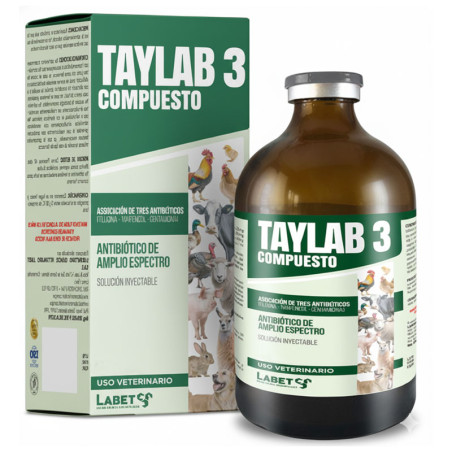 Taylab 3 Compuesto 500ml Gentamicina Tianfenicol Tilosina Tartrato Antibacteriano Sol Inyectable, Labet Labet-Taylab 3 Compuesto