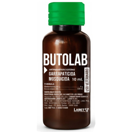Butolab 10ml Pack x 12und Deltametrina Uso Veterinario Antiparasitario Externo, Labet Labet-Butolab 10ml Pack x 12und Deltametri