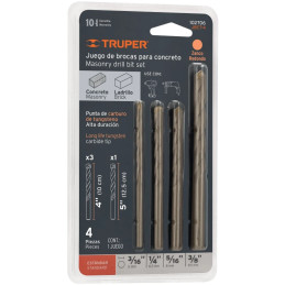 Juego de Brocas para Concreto 4 Piezas Truper 102706