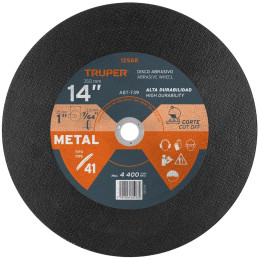  Discos Corte Metal 14" 355.6x2.8mm C1" T41 OxidoAlumino, ABT-739 Truper 12568 13.9 Discos Corte Metal 14" 355.6x2.8mm C1" T41 O