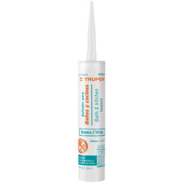 Silicona para Baños y cocinas 280ml Blanco, Sellado duradero para superficies lisas, SIL-100BCB 18566 Truper