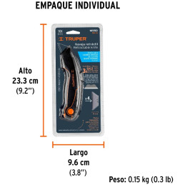 Navaja Multiusos de Apertura Rapida 7", Cuchilla SK4, Incluye 3 cuchillas de repuesto, NM-6 16950 Truper Truper-Navaja Multiusos