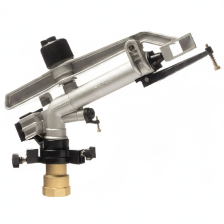 Aspersor Tipo Cañon Sime Hidra 1" 1/2 Alcance Radio 18 a 36.5M Metal Sectorial 2 Boquillas Plastica Sime-Aspersor Tipo Cañon Sim