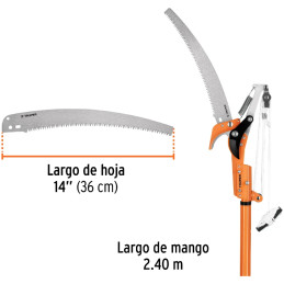 Tijera con mango Telescopico de Aluminio de 240cm, Hoja de Acero SK514" Templada, Cuchilla de Paso 1 1/4", TR-82M-A 18409 Truper