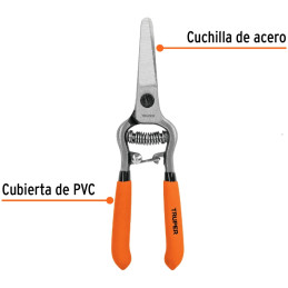 Tijera de Poda Forjada tipo mini 6", cuchillas delgada, acero al medio carbono, Corte 5/16, T-20 18456 Truper
