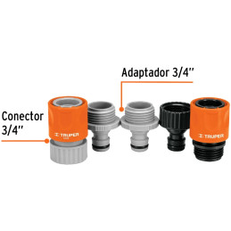 Juego de 5 conectores Sistema click 3/4" ABS Conexiones Rapidas Grifo Truper 12728