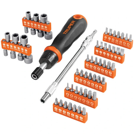 Desarmador Tipo Ratchet 42 puntas 14 dados CrVanadio Truper 18220