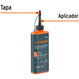 Aceite Lubricante Multiusos Protege Oxidacion y corrosion para metal 90 ml, A-31-90 16712 Truper