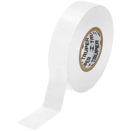 Cinta Aislantes 19mm x18m Blanco acrilico E0.18mm Flexible Encogible Truper 12506