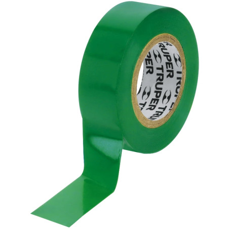 Cinta Aislantes 19mm x9m Verde acrilico E0.18mm Flexible Encogible Truper 13511