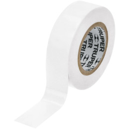 Cinta Aislantes 19mm x9m Blanco acrilico E0.18mm Flexible Encogible Truper 13515