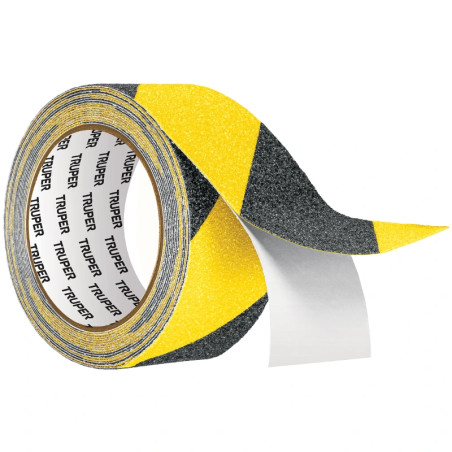 Cintas adhesivas antiderrapantes 2" x5m Bicolor Escalones Precaucion, Truper 101448