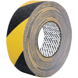 Cintas adhesivas antiderrapantes 2" x18m Bicolor Escalones Precaucion, Truper 101449