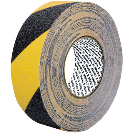 Cintas adhesivas antiderrapantes 2" x18m Bicolor Escalones Precaucion, Truper 101449