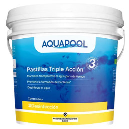 Cloro Pastilla Triple Accion 50Kg ATCC Desinfectante Estabilizado Para Piscina, Aquapool