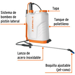 Fumigador de Mochila, 20 Litros 5.2 Galones, Sistema de Bombeo Lateral, 3.6kg, FUM-20 14193 Truper