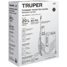 Fumigador de Mochila, 20 Litros 5.2 Galones, Sistema de Bombeo Lateral, 3.6kg, FUM-20 14193 Truper