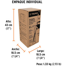 Fumigador 5 Litros 1.3 Galones, Sistema de Bombeo Central, 0.96kg, FUT-5 10836 Truper