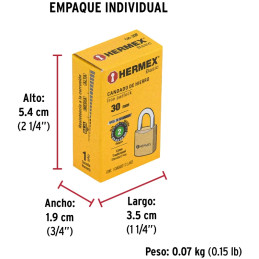 Candados 30mm S2 Hierro 2llaves Hermex 23522
