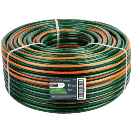 Manguera Reforzadas 3 CAPAS 3/4" Espesor 2.5mm, Pres Max Reventar 213PSI, 100 Metros 23Kg, MAN-3/4R 19859 Truper